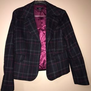 Talbots Pink & Black Plaid Blazer